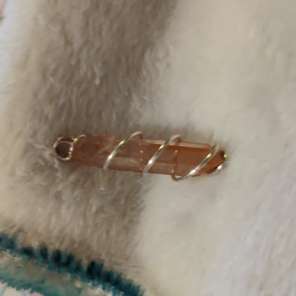 Tangerine Quartz Crystal Point Pendant - Picture 6 of 11